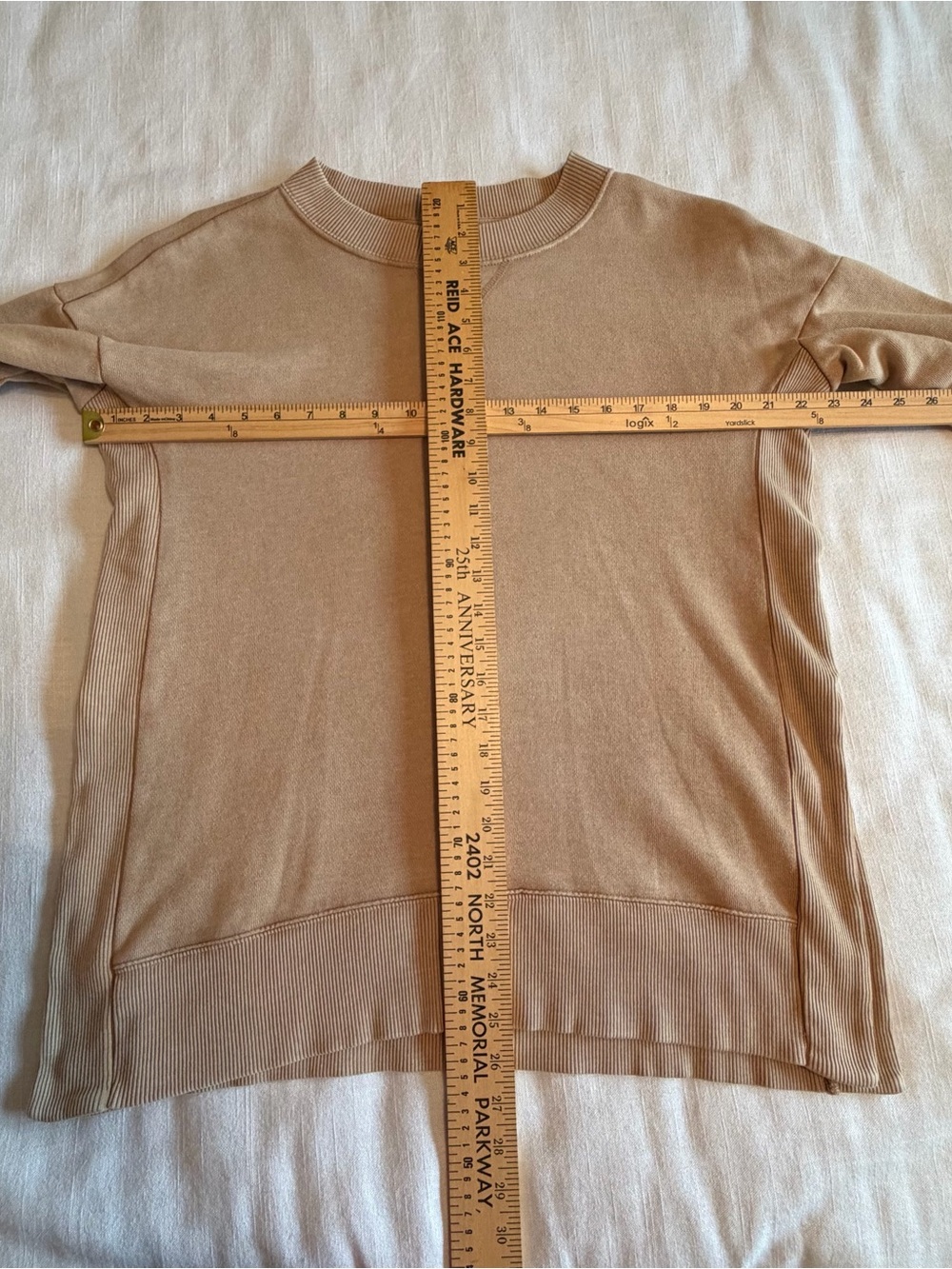 Aerie Sweatshirt Womens S Beige Terry Crew Neck Pullover Longline Casual Lounge - Picture 3 of 11